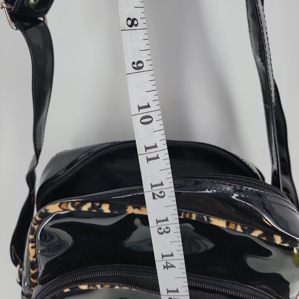 Disney Animal Kingdom Black Crossbody Bag | Leopard Trim Mickey | Zippered - Picture 9 of 11